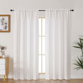 Lecloud Bessie Natural Curtains for Living Room 78 Inches Long 2 Pcs, Dual Rod Pocket Bedroom Curtains, Light Filtering Faux Lin