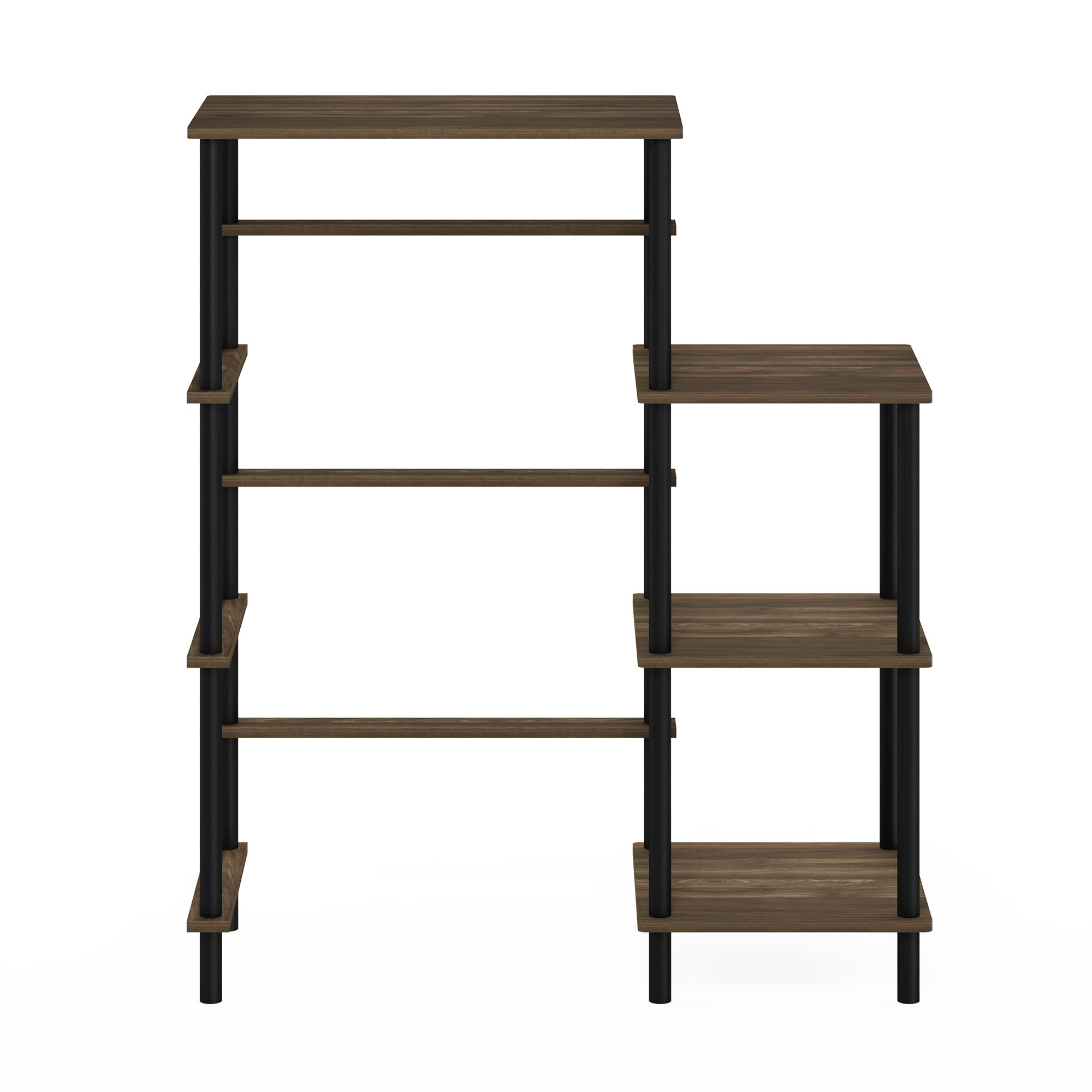 Furinno Turn-N-Tube Toolless Kitchen Storage Shelf Tall, Columbia Walnut/Black