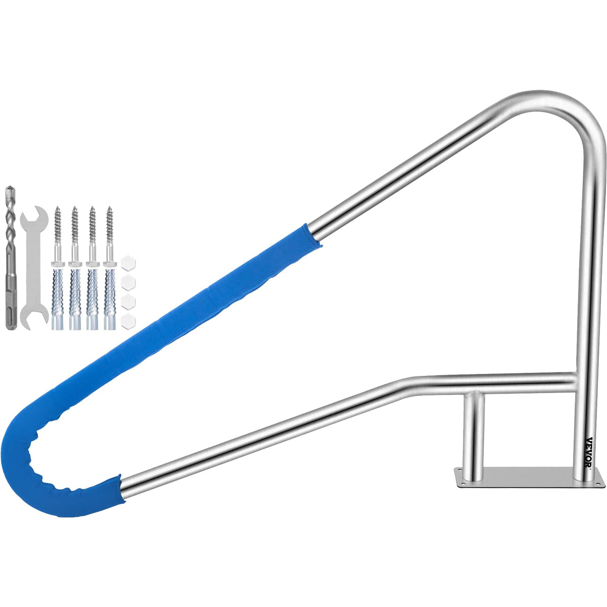 Vevor Pool Rail 54X36 Pool Railing 304 Stainless Steel 250Lbs Load Capacity Silver Rustproof Pool Handrail Humanized Swimming Po