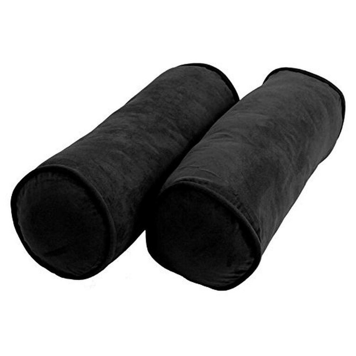 Blazing Needles Corded Microsuede Bolster Pillow, 20&quot; x 8&quot;, Black 2 Count