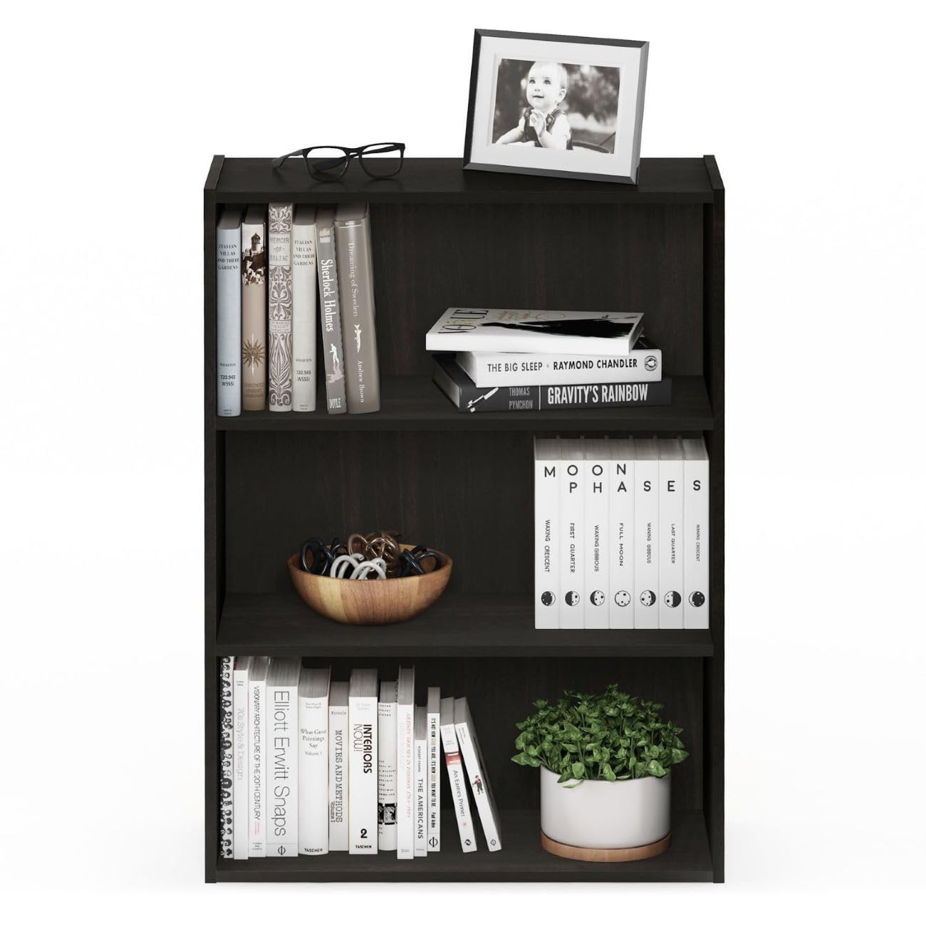 Furinno Pasir 3-Tier Open Shelf Bookcase, Blackwood