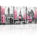 CANVASZON Wall Art for Bedroom Bathroom Pink and Gray Paris Canvas Art Girls Room Decor Paris Theme Rustic Canvas Print Art for 