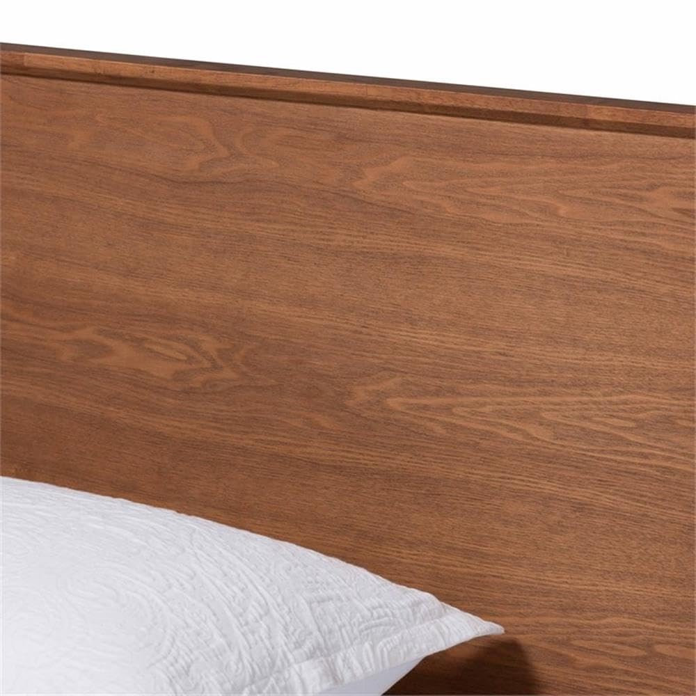 Baxton Studio Karine Mid-Century Modern Walnut Brown Finished Wood Twin Size Platform Bed