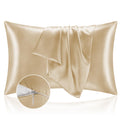 Bedelite Satin Pillowcase With Zipper 2 Pack, Champagne Pillow Cases Standard Size, Super Soft And Cooling Similar To Silk Pillo