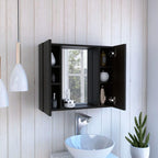Garnet Medicine Cabinet With Mirror, 6 Inner Shelves, And External Shelf, Black