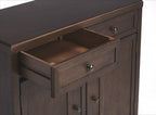 HomeRoots Dark Brown Bayur Wood Solids, MDF, Steel Imperial Coffee Console Cabinet