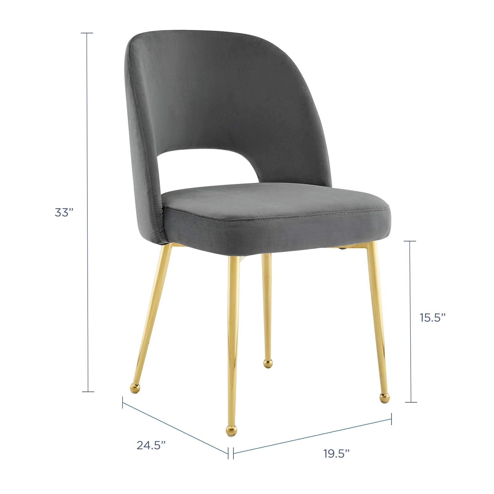 Modway Rouse Performance Velvet Dining Side Chair In Charcoal