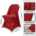 Babenest Spandex Folding Chair Covers Upgraded Universal Stretch Washable Fitted Chair Slipcovers Protector For Wedding, Holidays, Banquet, Party, Celebration (30, Red)