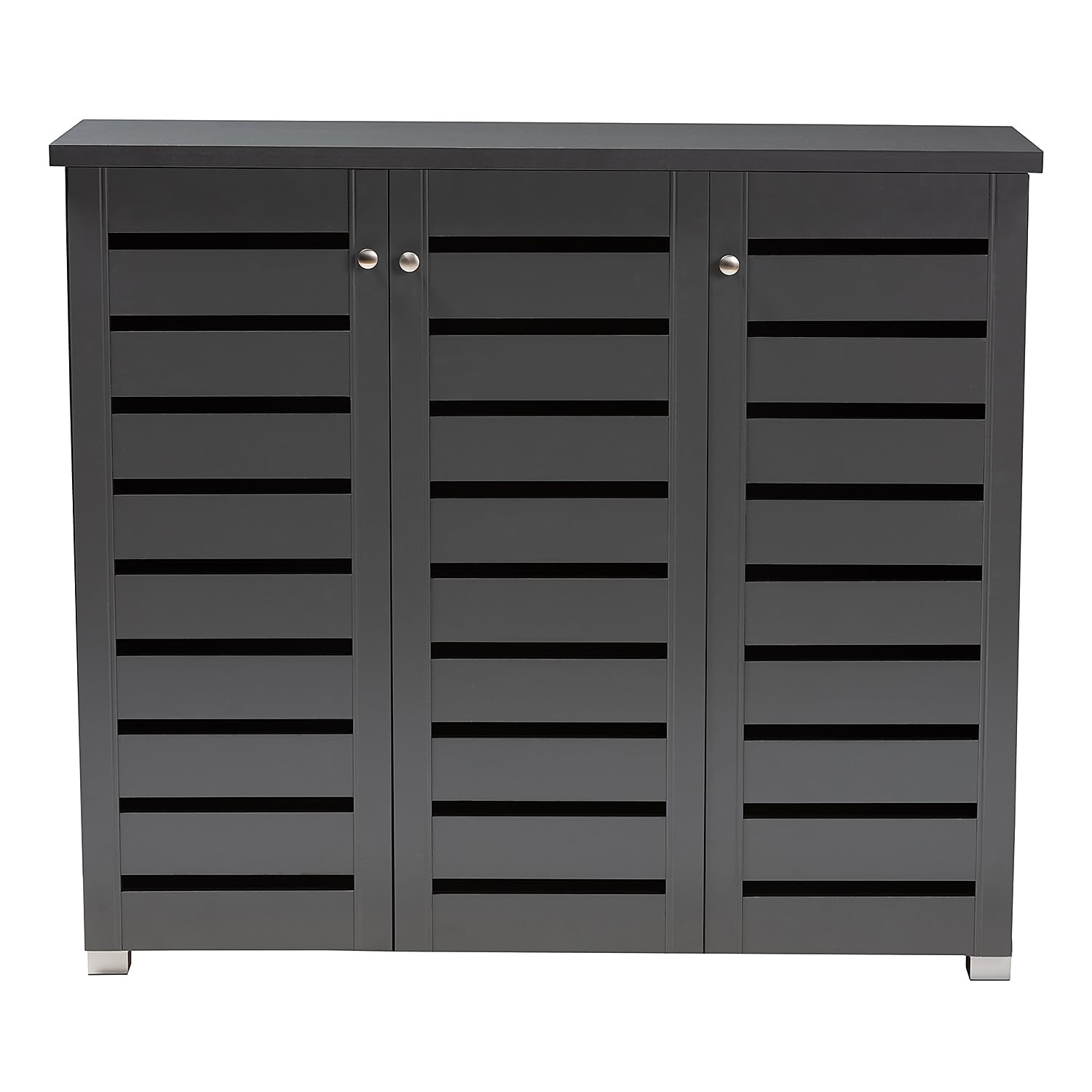 Baxton Studio Adalwin Modern and Contemporary Dark Gray 3-Door Wooden Entryway Shoe Storage Cabinet