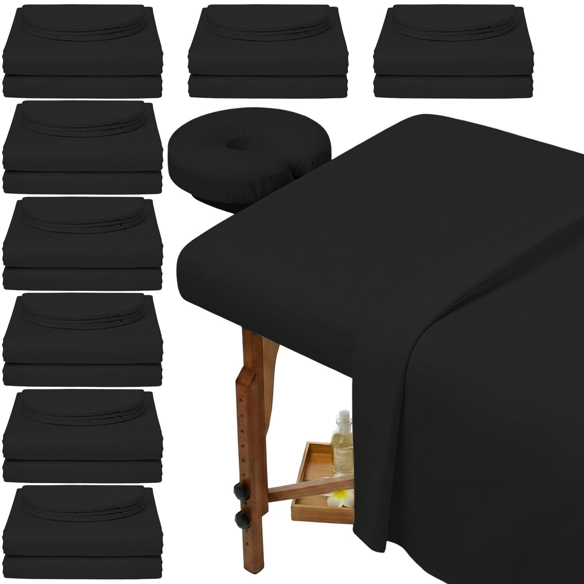 Oudain 8 Sets Soft Microfiber Massage Table Sheets Set 3 Piece Set Includes Massage Table Cover Fitted Sheet and Face Rest Cover