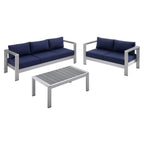 Modway Eei-4313-Slv-Nav-Set Patio Aluminum 3 Piece Set In Silver Navy
