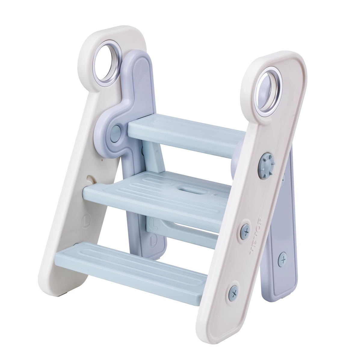 VEVOR Toddler Step Stool, Adjustable 3 Step to 2-Step Kids Kitchen Stool Helper, Foldable Plastic Standing Tower Leaning Stool w