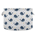 LEANSHSA Sea Blue Whale Print Collapsible Round Storage Basket with Handles