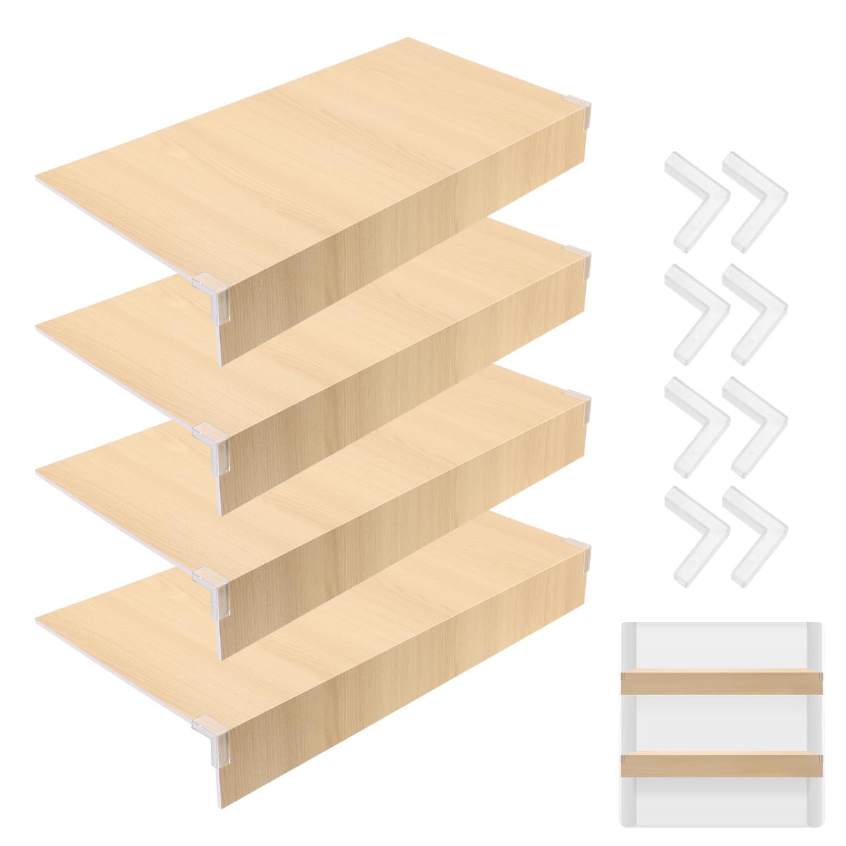 4PCS Wire Shelf Cover 35L x 16W PVC WoodLike Wire Rack Covers