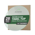 Augeno 28 inch Round 1/4 Thick Pencil Polished Edge Glass Table Top with 6 Bumpers - Tempered, Scratch Resistant & Safety Replac