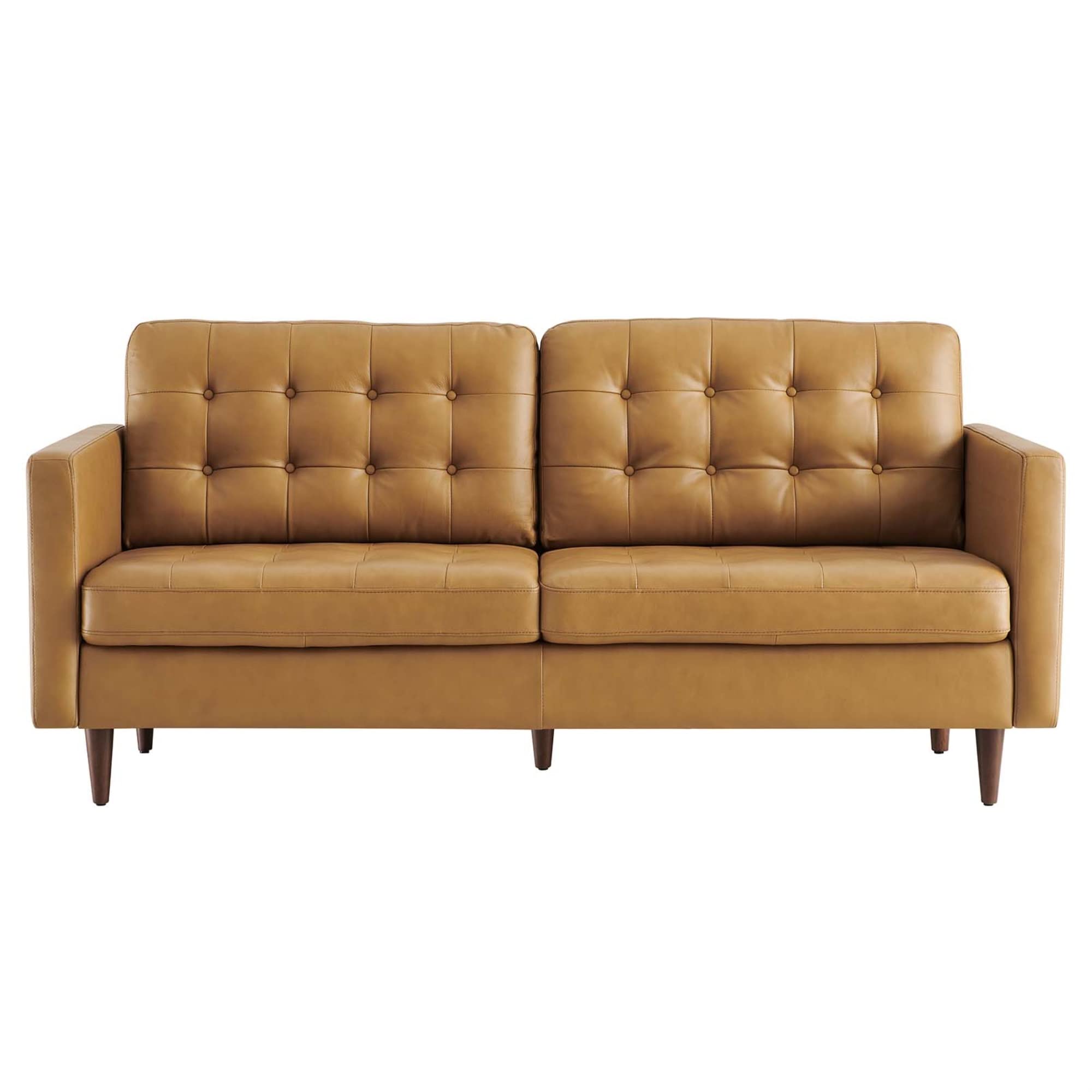Modway Exalt Modern Style Tufted Vegan Leather Sofa In Tan Finish
