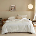 Luxlovery White Full Comforter Set White Bedding Set Full Size All White Modern Plain White Comforter Full Solid Soft Breathable