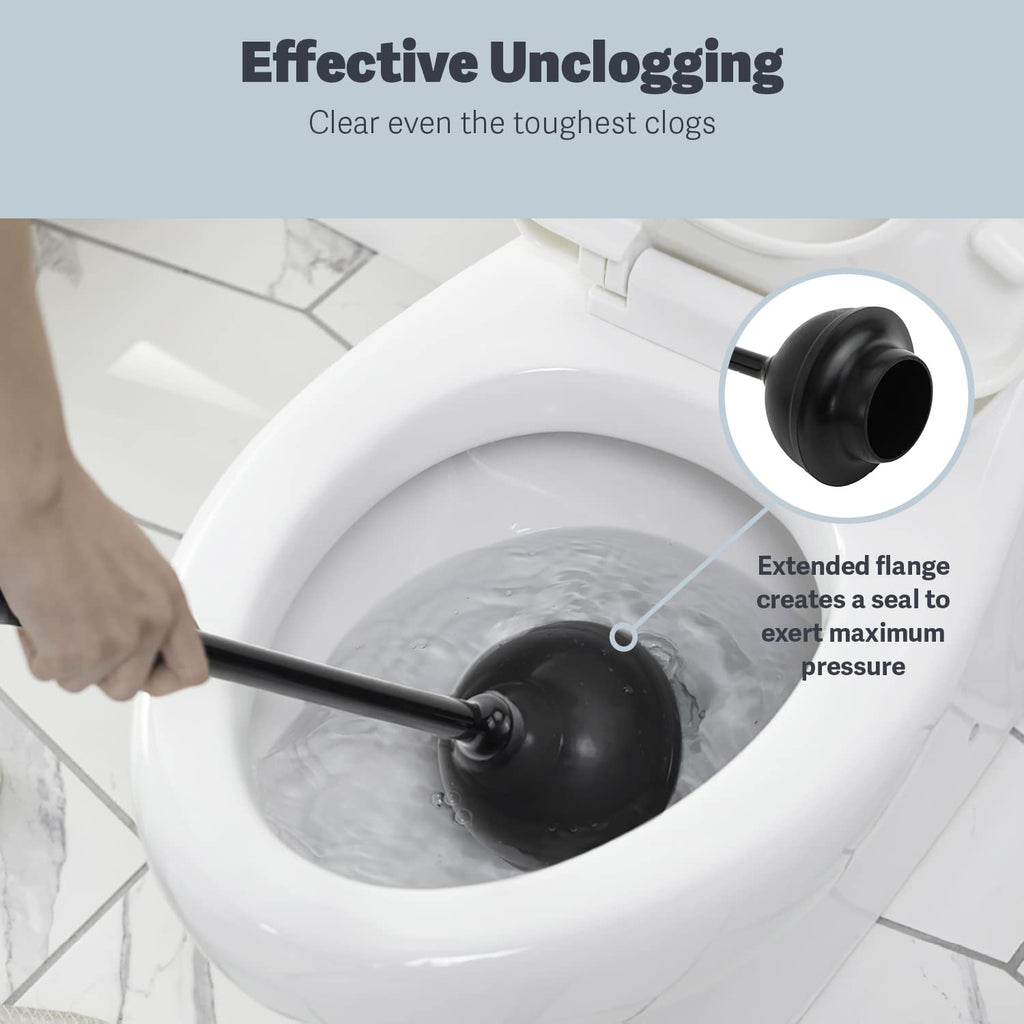 Casabella Toilet Plunger and Hideaway Caddy Combo Heavy-Duty Plastic Black 8500102