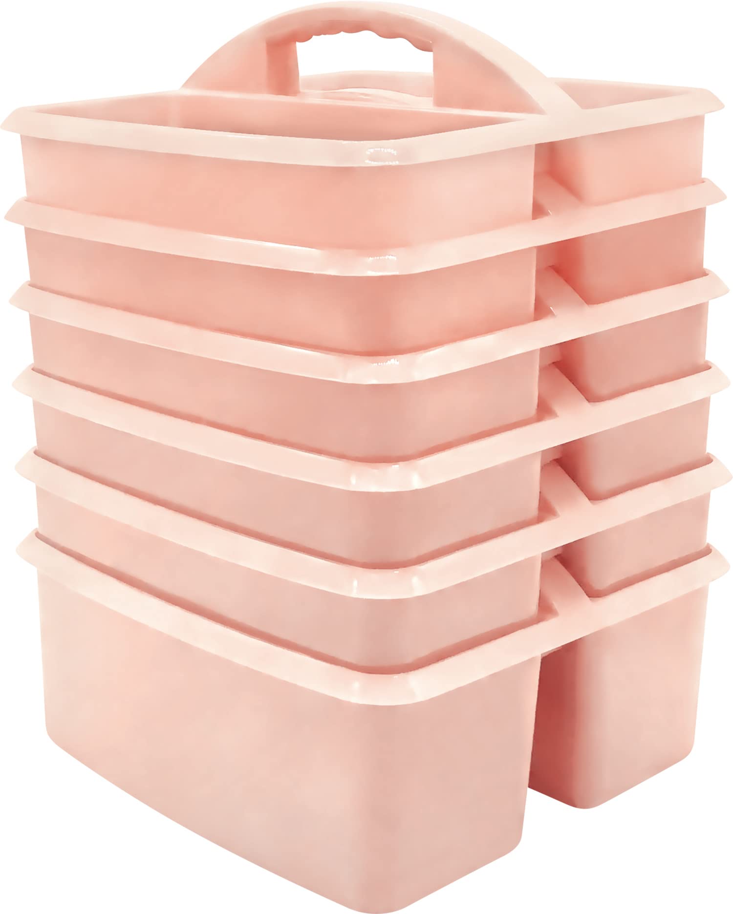 Teacher Created Resources Blush Portable Plastic Storage Caddy 6-Pack For Classrooms, Kids Room, And Office Organization, 3 Comp