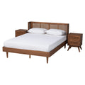 Baxton Studio Rina Ash Walnut Wood 3-Piece Queen Size Bedroom Set With Rattan