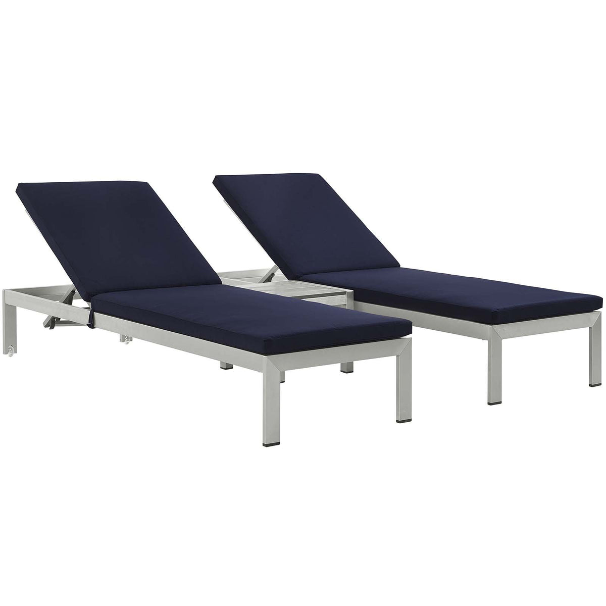 Shore 3 Piece Outdoor Patio Aluminum Chaise With Cushions