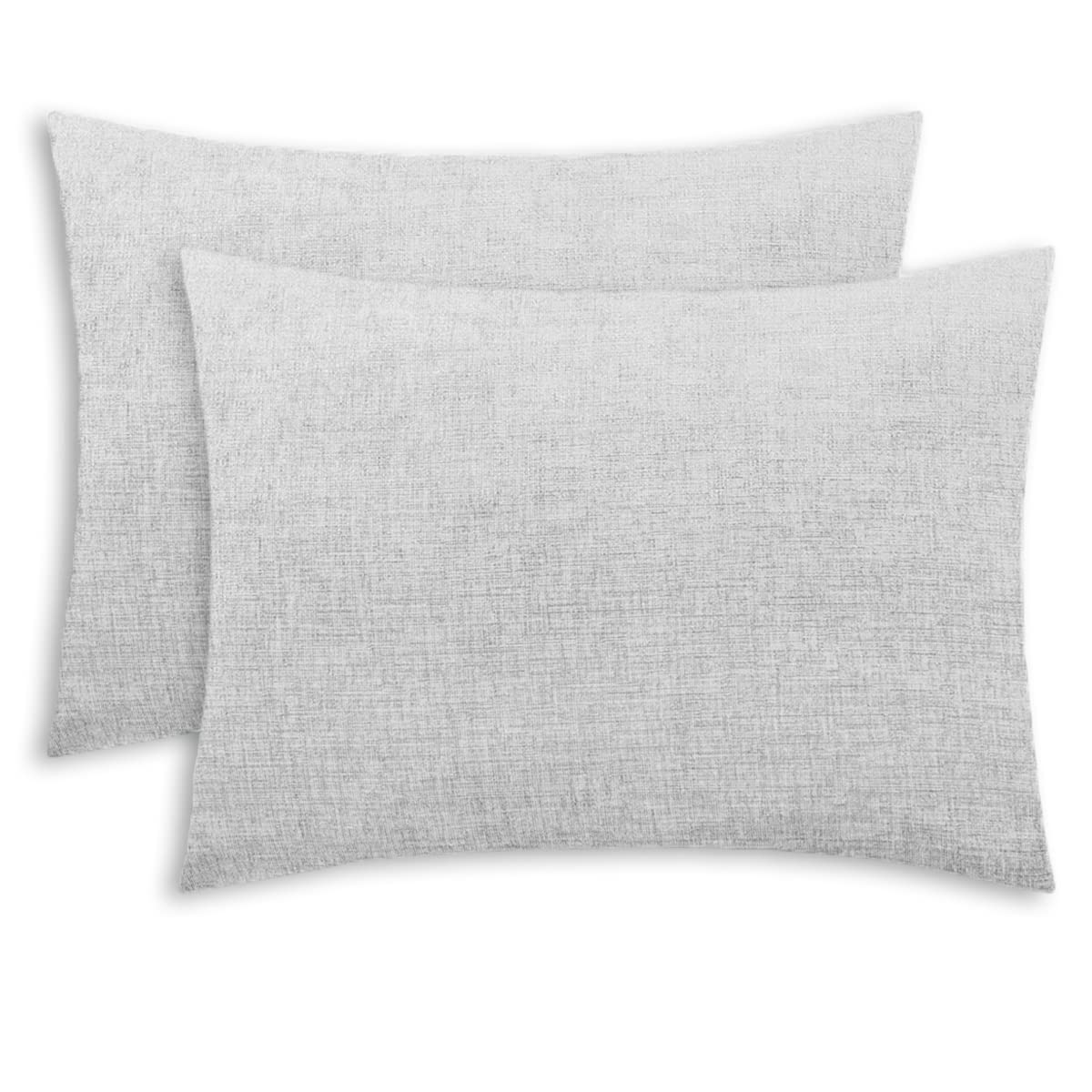 Calitime Pack Of 2 Cozy Standard Pillow Shams Cases For Bed Bedding Decoration Solid Dyed Soft Chenille 20 X 26 Inches Moonbeam