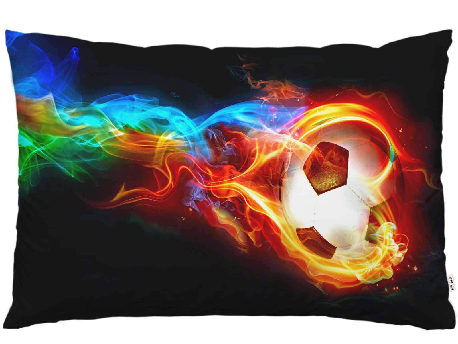 Ekobla Throw Pillow Cover Football Sports American Ball Burning Football Popular Game Team Cool Goal Success Artwork Decor Lumba