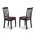 East West Furniture ANC-BLK-LC Antique Dining Room Chairs - Faux Leather Upholstered Wooden Chairs, Set of 2, Black & Cherry