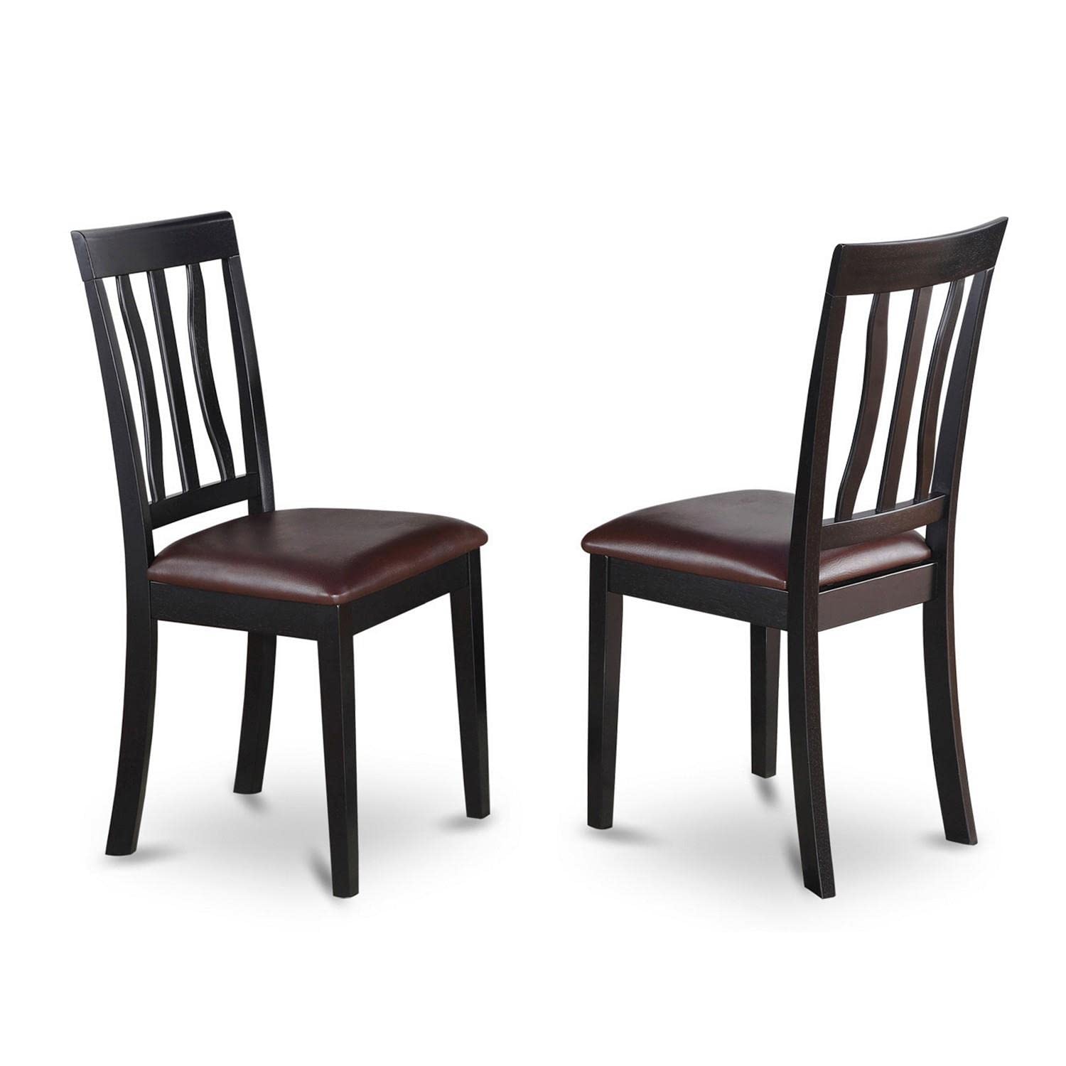 East West Furniture DLAN5-BLK-LC 5 Piece Dining Table Set for 4 Includes a Round Kitchen Table with Dropleaf and 4 Faux Leather Dining Room Chairs, 42x42 Inch, Black