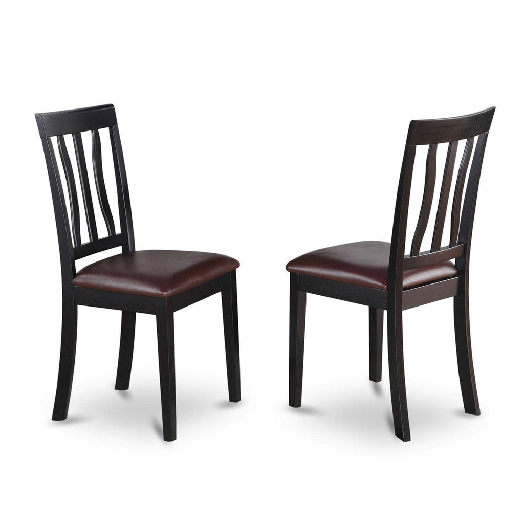 East West Furniture ANTI5-BLK-LC 5 Piece Dining Table Set for 4 Includes a Round Kitchen Table with Pedestal and 4 Faux Leather Upholstered Dinette Chairs, 36x36 Inch, Black & Cherry