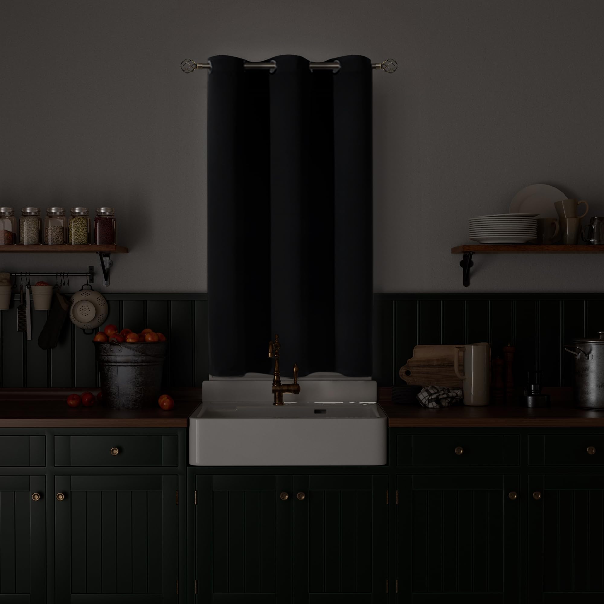 Bgment Kitchen Curtain 45 Inch Length, Short Blackout Curtain For Small Window, Grommet Privacy Thermal Insulated Tier Room Darkening Drape For Bedroom, 1 Panel, 42 X 45 Inch, Black