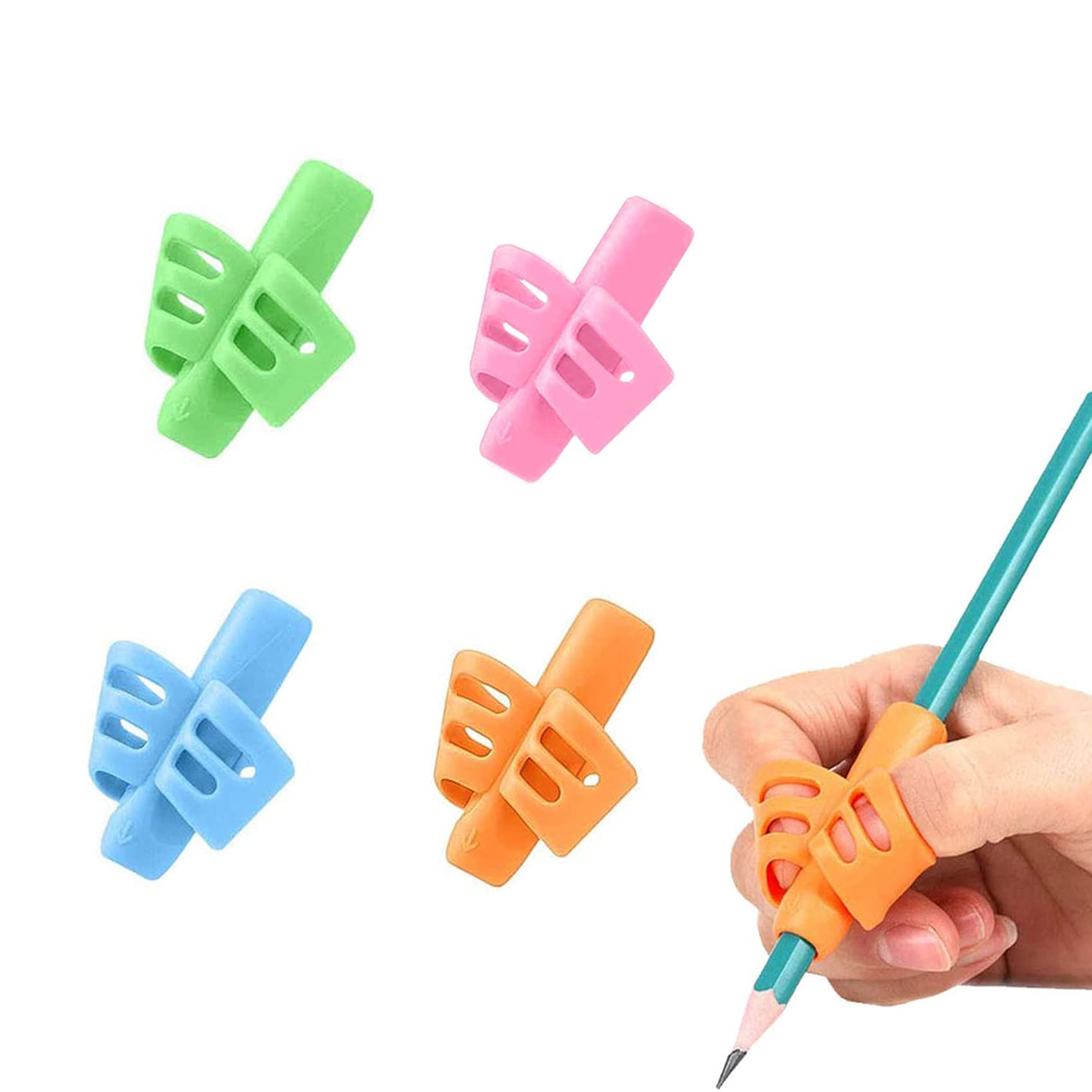 Rpanle Pencil Holder, 4 Pcs Children Pen Holder Writing Aid Grip Trainer, Ergonomic Training Pen Grip Posture Correction Tool Fo