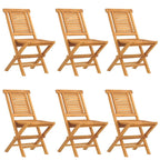 vidaXL Folding Patio Chairs - Solid Teak Wood with Waterbase Finish - Comfortable Backrest, Slatted Design - Set of 6
