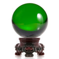 Amlong Crystal 3 inch (80mm) Green Crystal Ball with Redwood Lion Resin Stand and Gift Box for Decorative Ball, Lensball Photogr