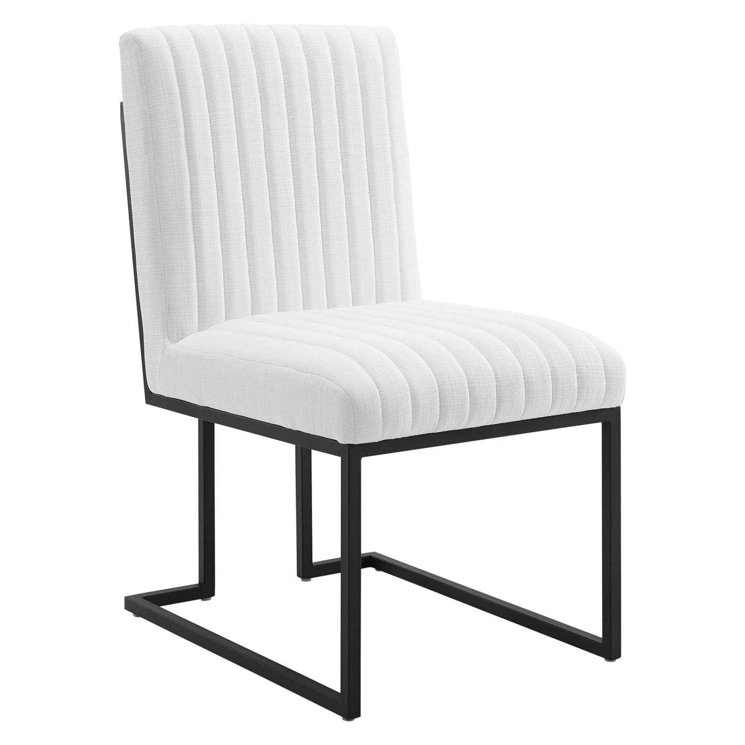 Modway Indulge Channel Tufted Fabric Dining Chair in White