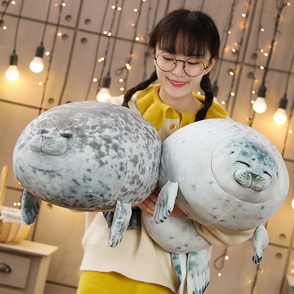 Ehotong Cute Blob Seal Pillow, Chubby Seal Plush Hug Pillow Soft Stuffed Animal Toy (White, 24')