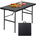 Zenstyle 4 Ft Indoor Outdoor Heavy Duty Plastic Folding Table Portable Picnic Table Fold-In-Half Utility Table W/Handle And Steel Legs For Camping, Dining, Party