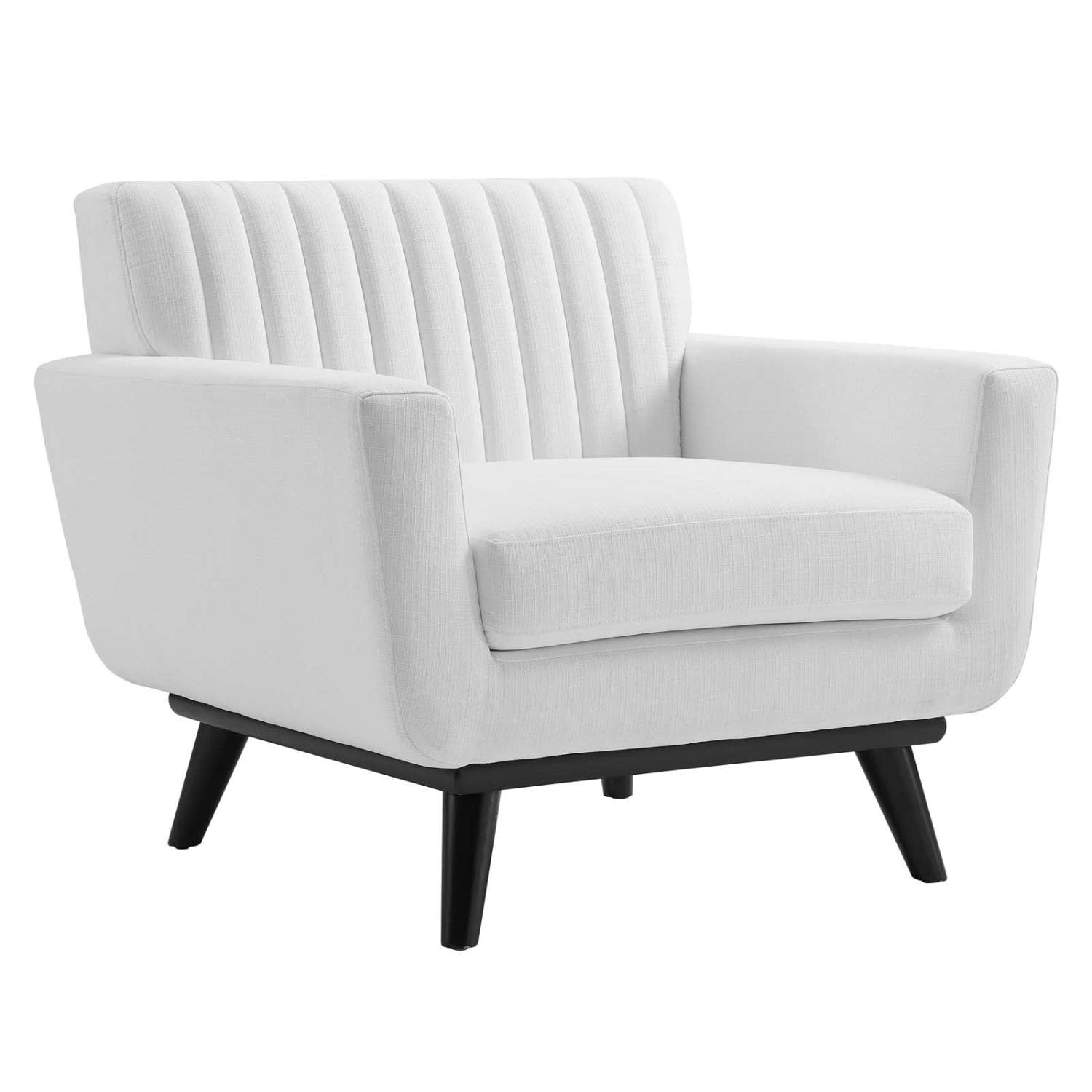 Modway Engage Channel Tufted Fabric Armchair in White