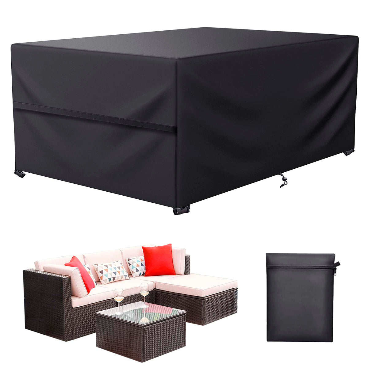 Lcgod Patio Furniture Cover ,Waterproof Outdoor Sectional Couch Set Covers ,General Purpose, Outside Table And Chair Covers,Rect