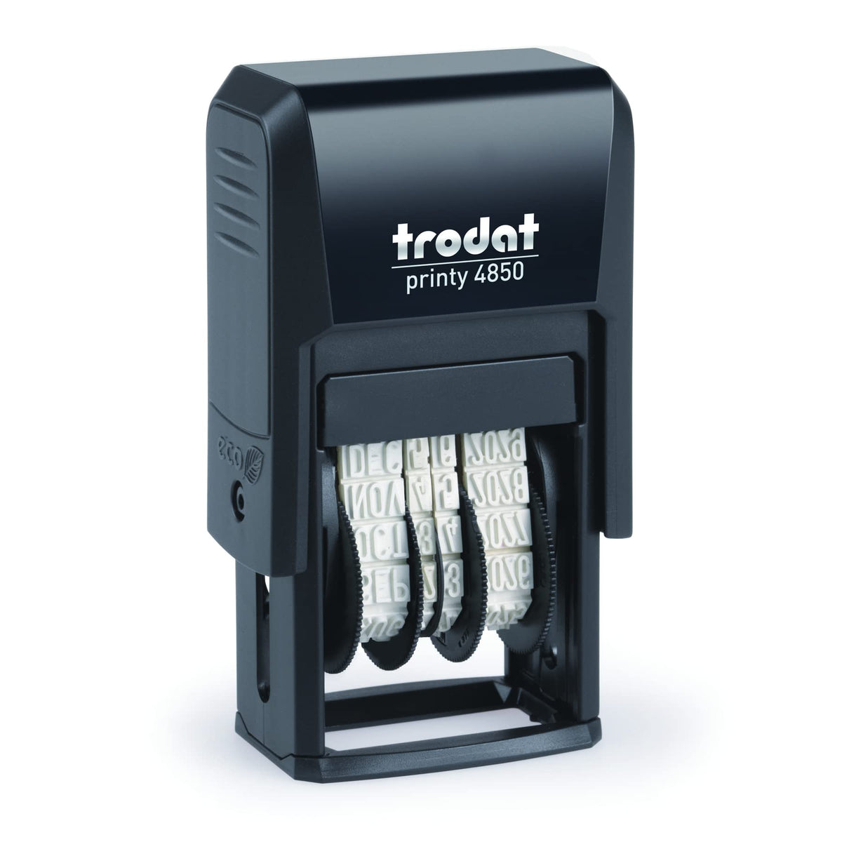 Trodat Printy 4850 Date Stamp - Pocket Sized Self Inking Stamp With Approved, Copy, Entered, Scanned - Blue And Red Ink, 3/4' X
