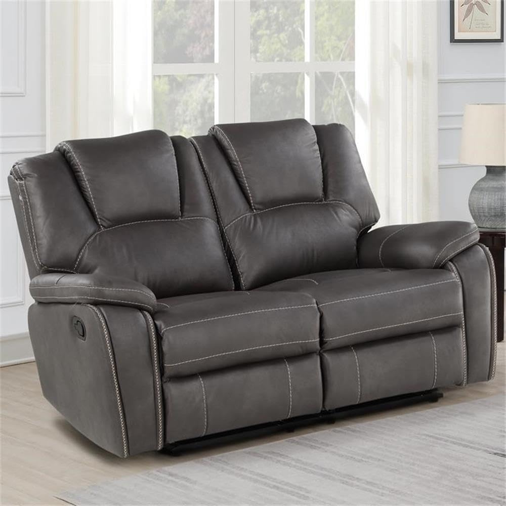Steve Silver Katrine Charcoal Faux Leather Reclining Sofa-Loveseat-Chair Set