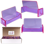 Beauticom 12 Pieces - Clear Color Plastic Business Card Holder Display Desktop Countertop (Style # 3) (Clear Purple)