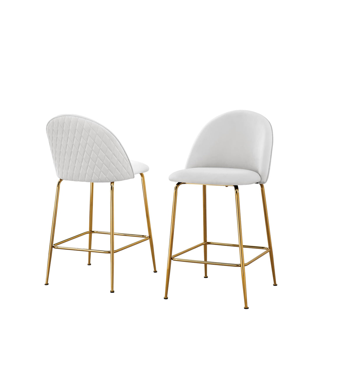 Best Quality Furniture White Faux Leather Counter Height Stool With Gold Legs (Set Of 2)