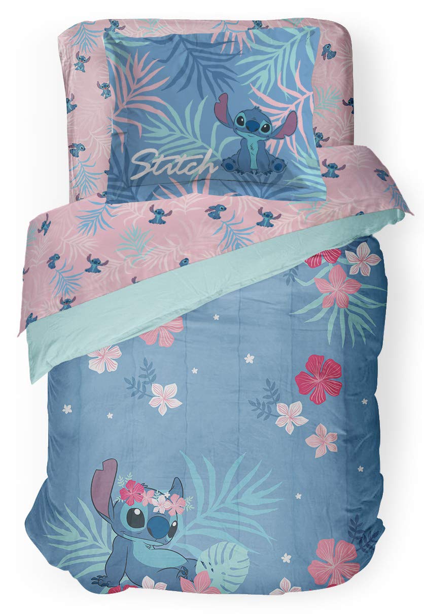 Disney Lilo & Stitch Paradise Dream Twin Comforter & Sham Set - Super Soft Kids Reversible Bedding - Fade Resistant Microfiber (