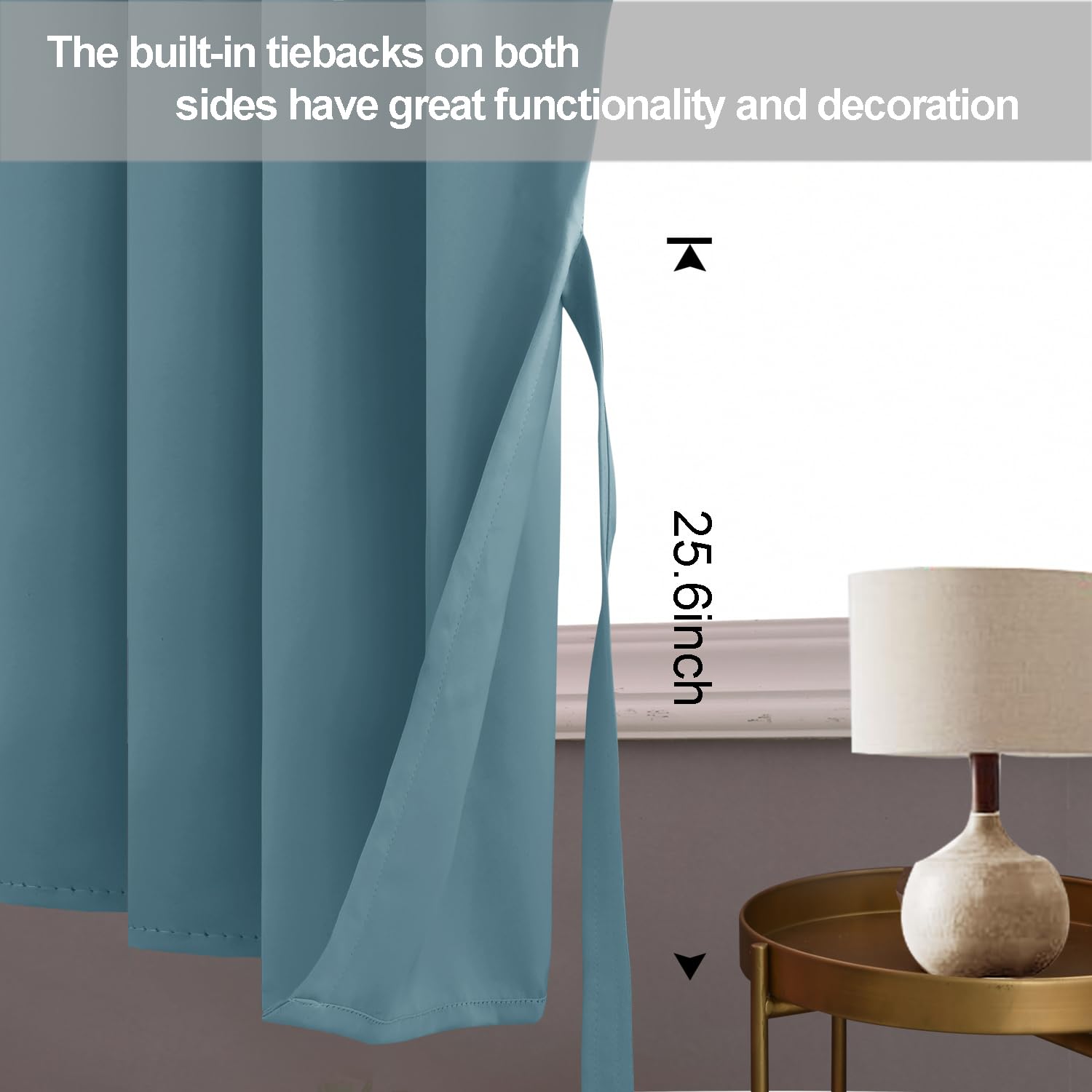 Jiuzhen Stone Blue Blackout Curtains With Tiebacks Thermal Insulated, Light Blocking And Noise Reducing Grommet Curtains For And Living Room, Set Of 2 Window Curtain Panels, 42 X 54 Inch Length