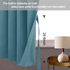 Jiuzhen Stone Blue Blackout Curtains With Tiebacks Thermal Insulated, Light Blocking And Noise Reducing Grommet Curtains For And Living Room, Set Of 2 Window Curtain Panels, 42 X 63 Inch Length