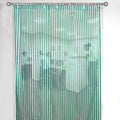 The Furnishing Tree Transparent AC Curtain with Cyan Striped Pattern WXL 4.5X5.5 Ft with 8 Hooks