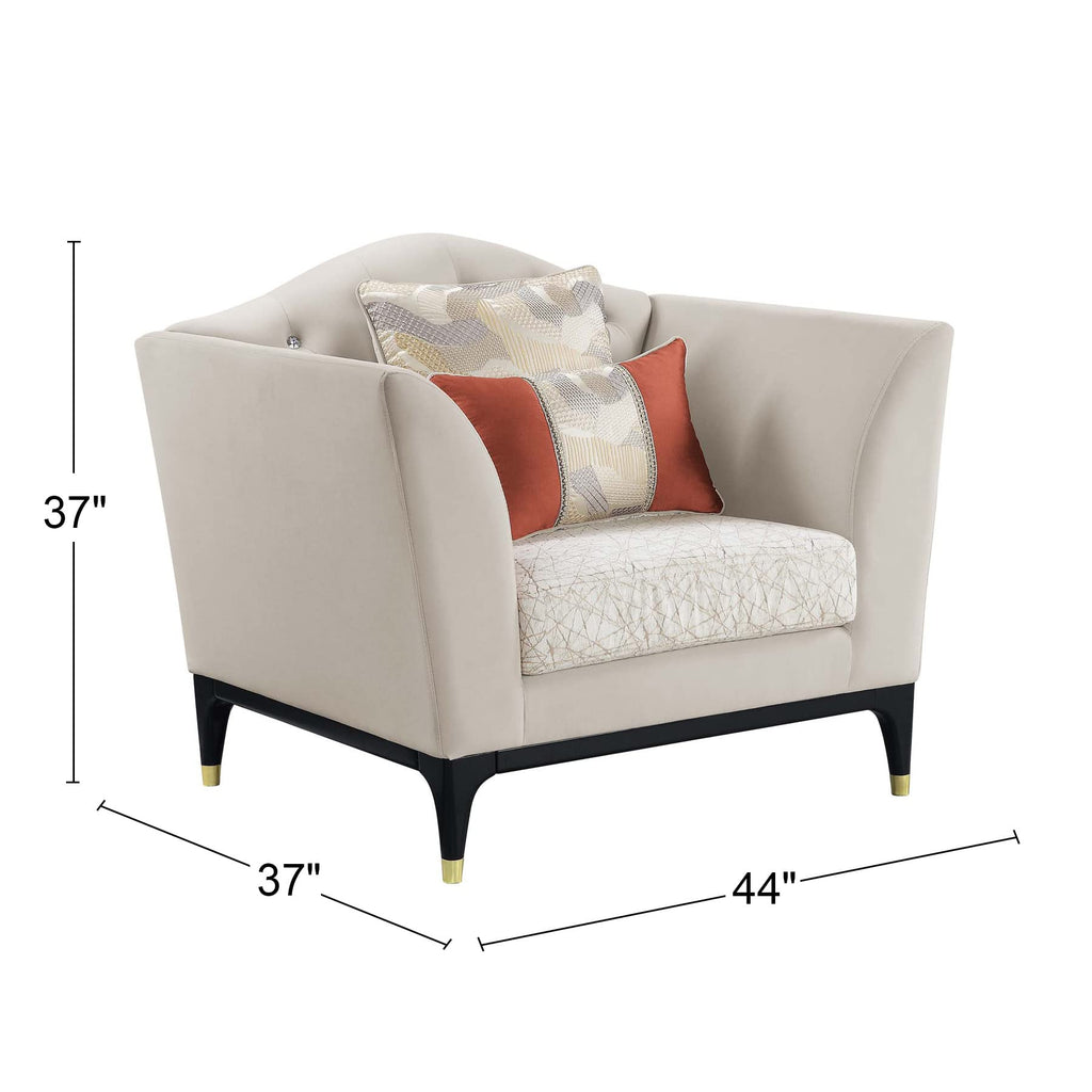 ACME Furniture Beige Upholstered Chair with Button Tufted