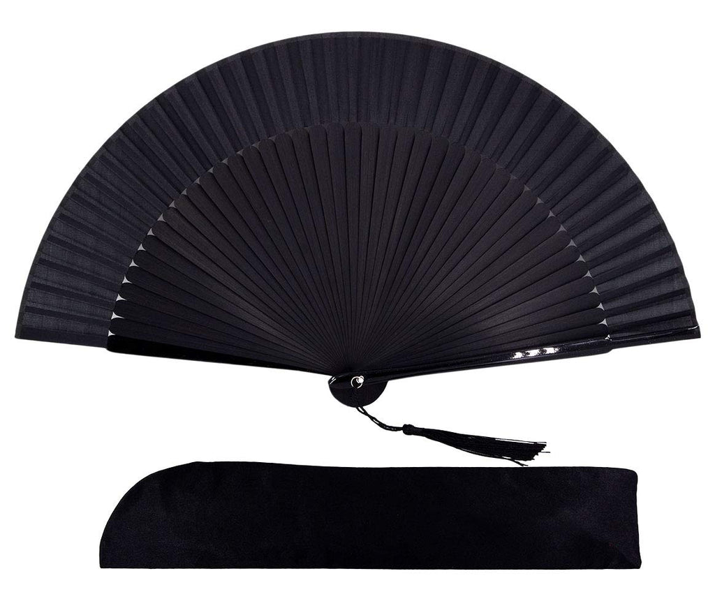 Amajiji 8.27''(21cm) Hand Held Bamboo Silk Folding Fan Hand Fan,Chinese/Japanese Charming Elegant Vintage Retro Style,Women Lady
