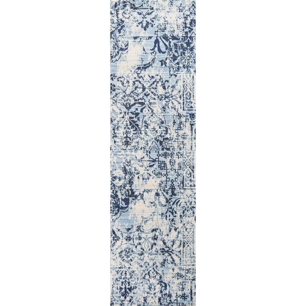 Alora Decor Swagger 2'3" X 7'7" Distress Patchwork Ivory/Blue/Dk Blue Area Rug
